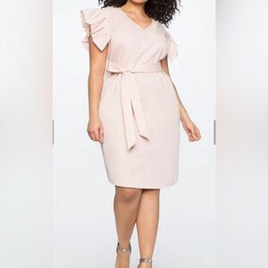 Eloquii Pearl Front Pleated Sleeve Dress NWT